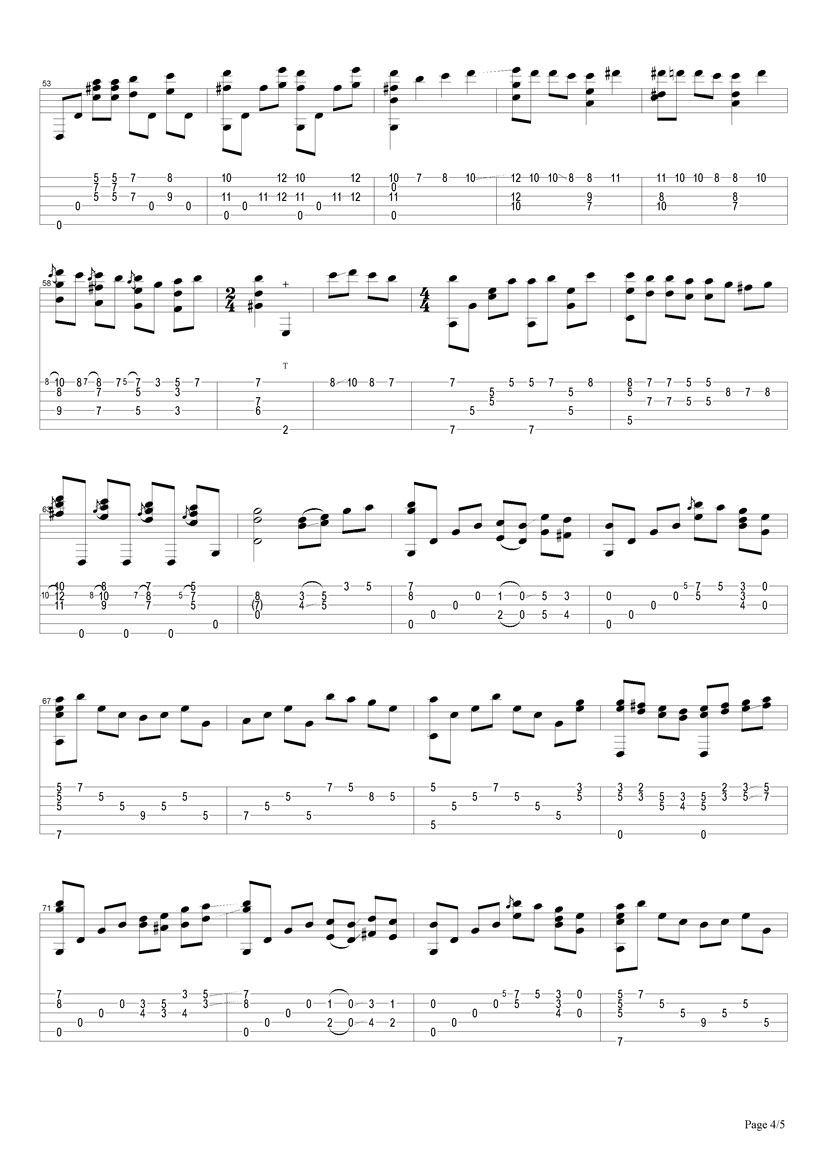 vincent指弹谱 原调六线谱_搜谱网编配_Chet Atkins4
