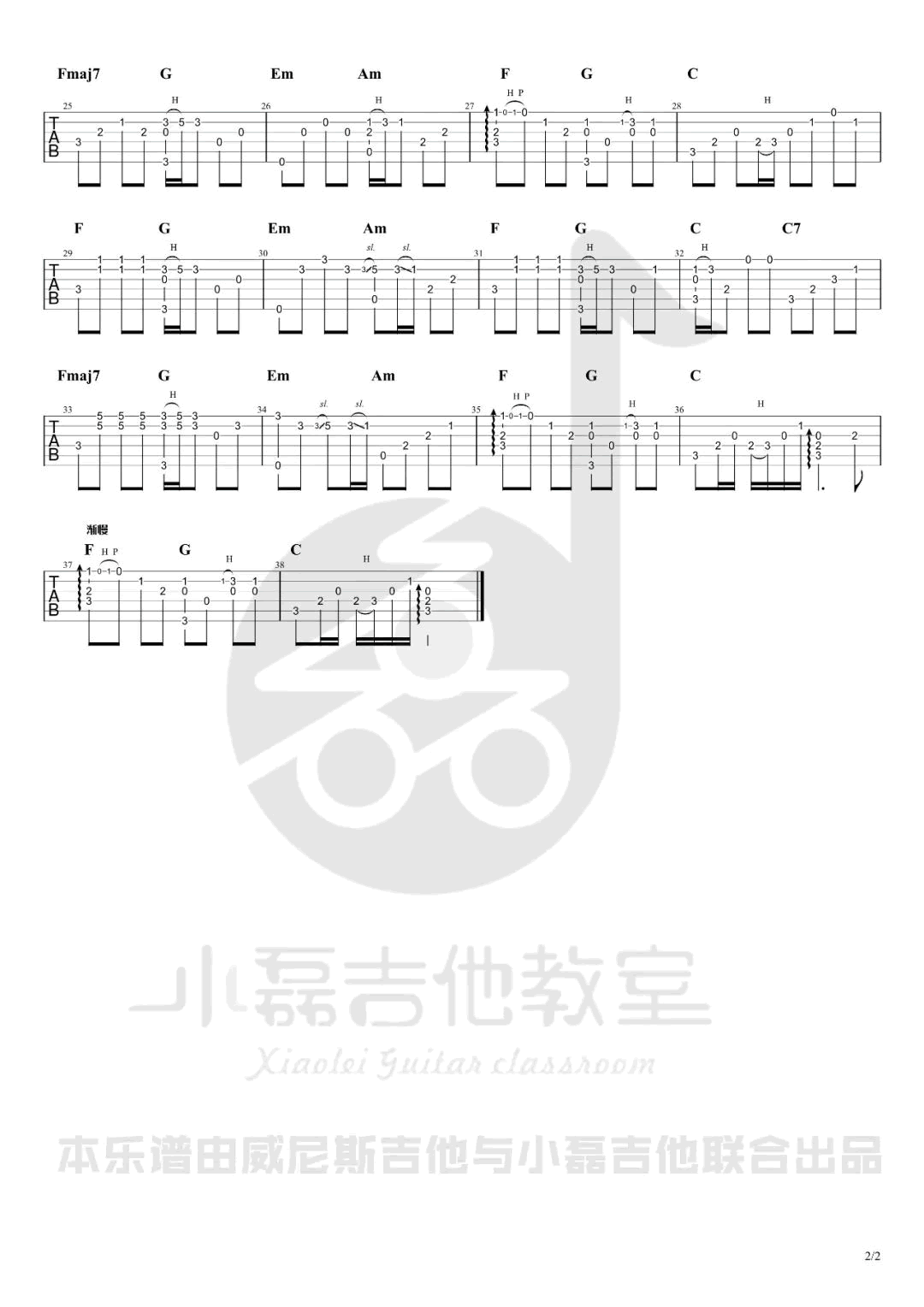 《我真的受伤了》指弹吉他谱_张学友_独奏六线谱_指弹吉他教学2