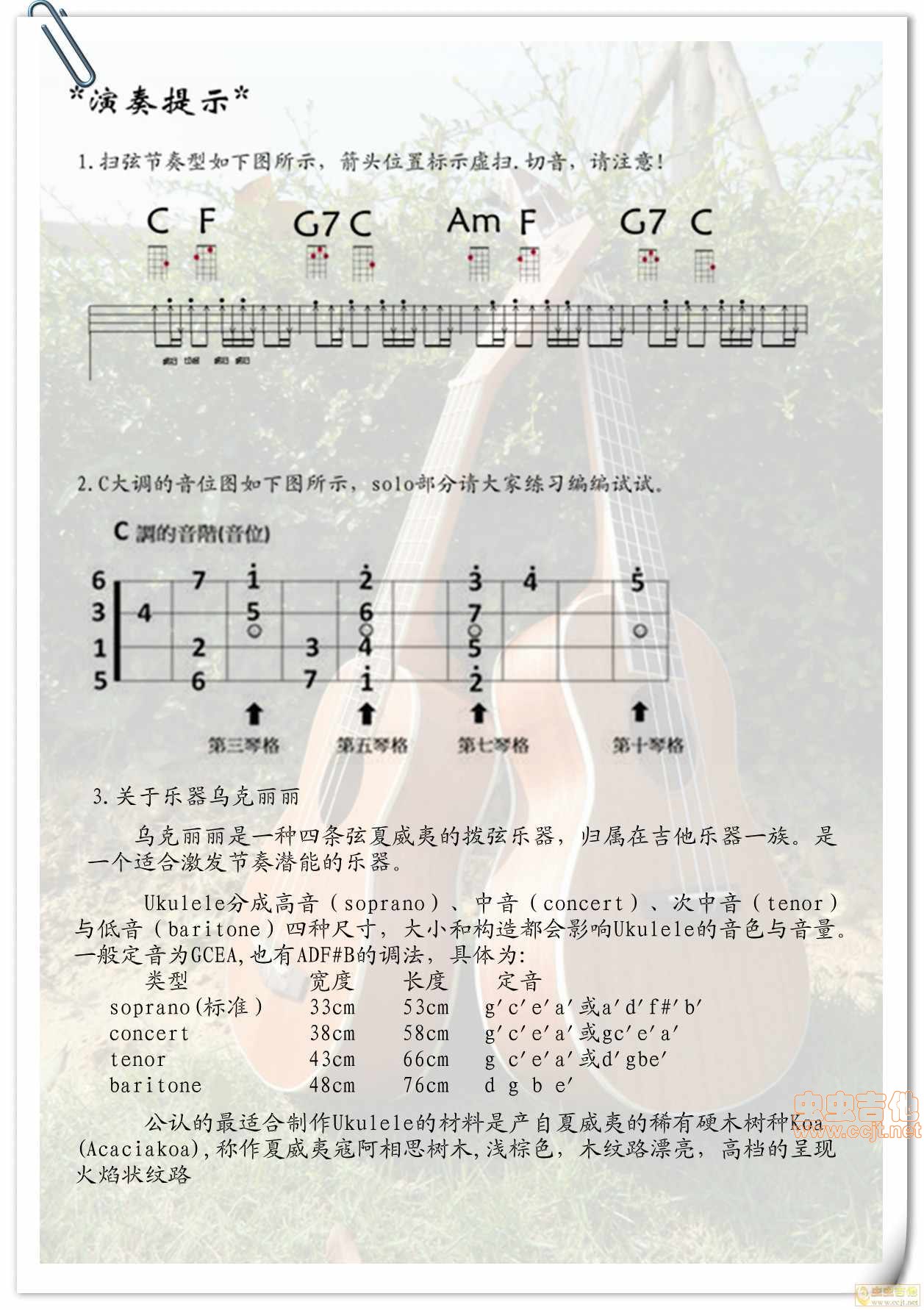 乌克丽丽|吉他谱|图片谱|高清|周杰伦1