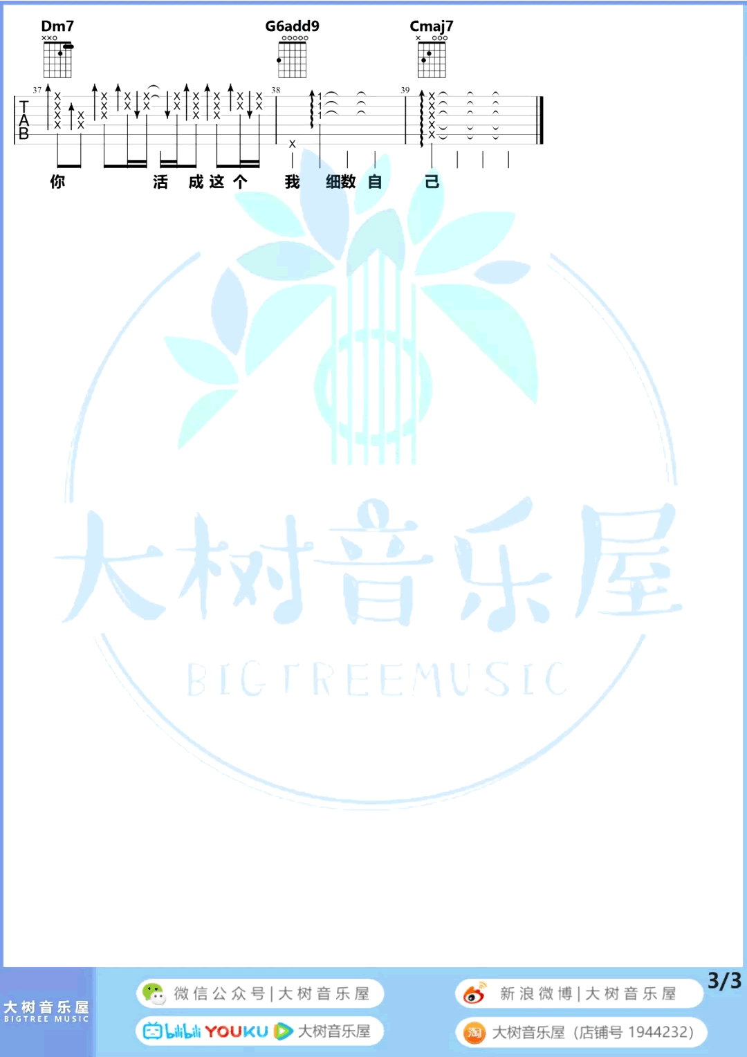年轮说吉他谱_杨丞琳_C调_弹唱教学视频4