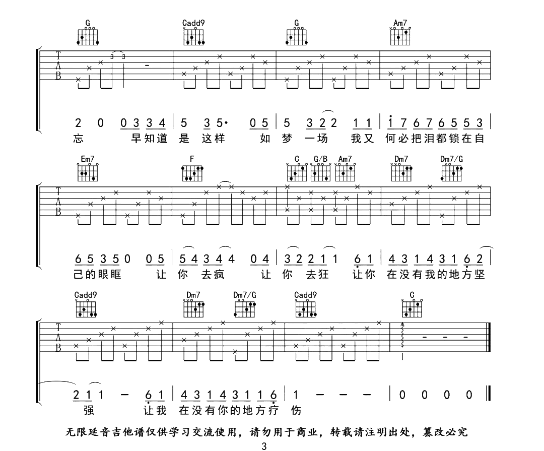 梦一场吉他谱_那英_C调原版弹唱谱-图片谱1