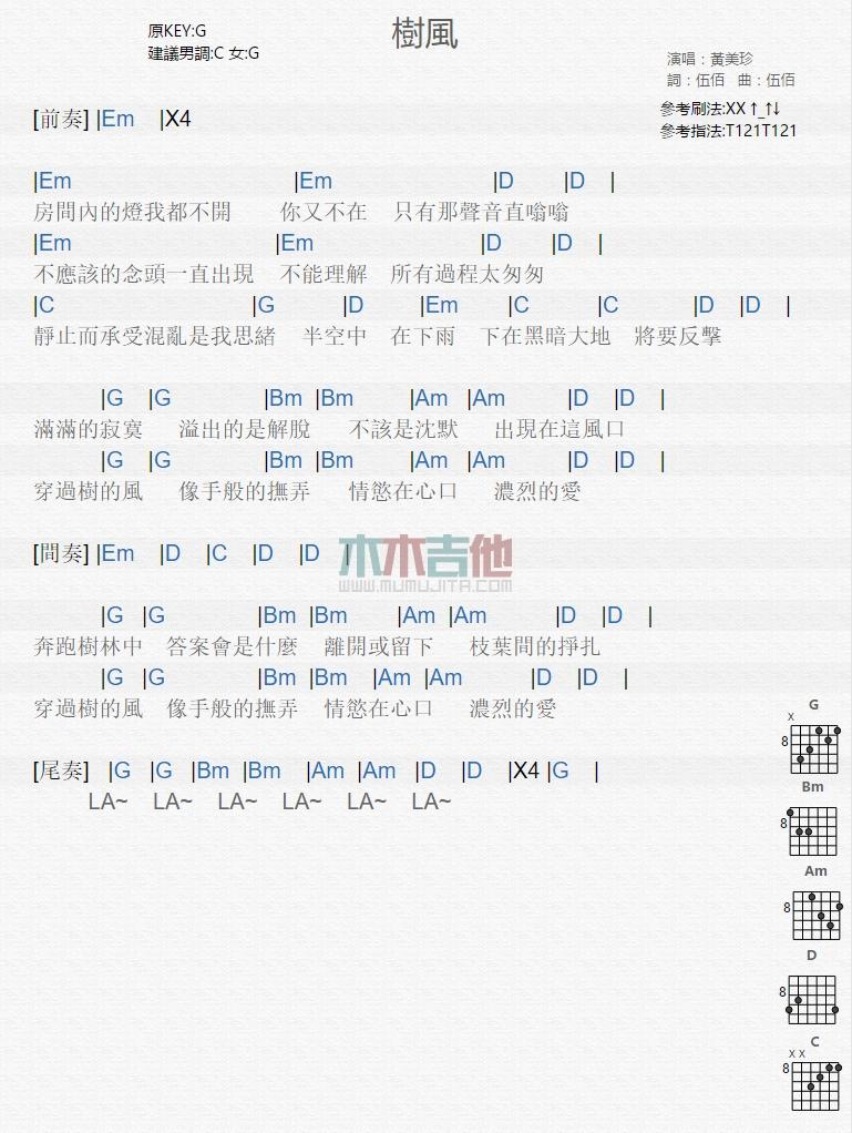 树风_吉他谱_黄美珍1