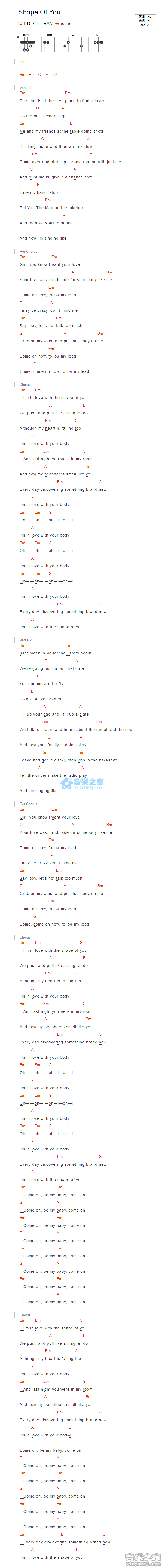 Shape Of You_吉他谱_C调版_Ed Sheeran1