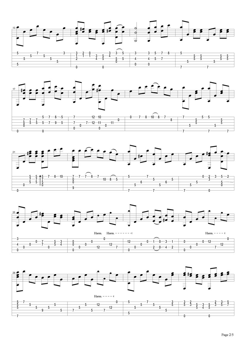 vincent指弹谱 原调六线谱_搜谱网编配_Chet Atkins2