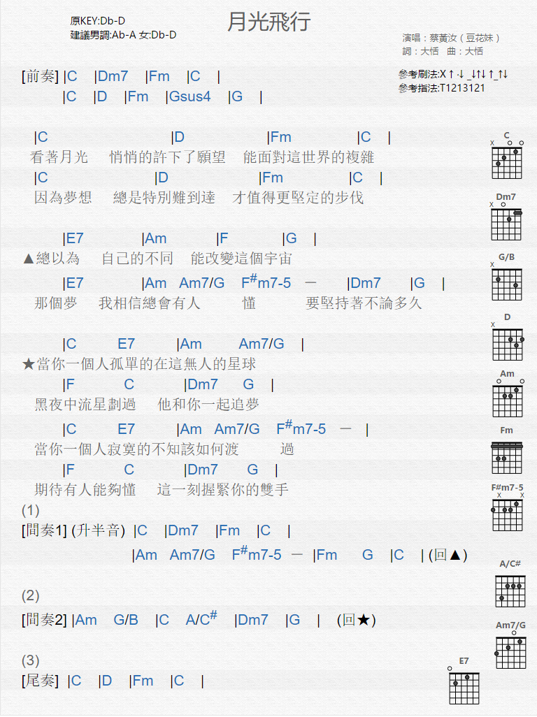 月光飞行_吉他谱_蔡黄汝1
