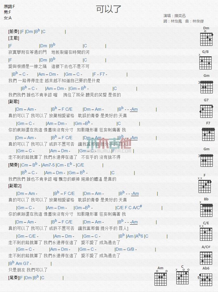 可以了_吉他谱_陈奕迅1