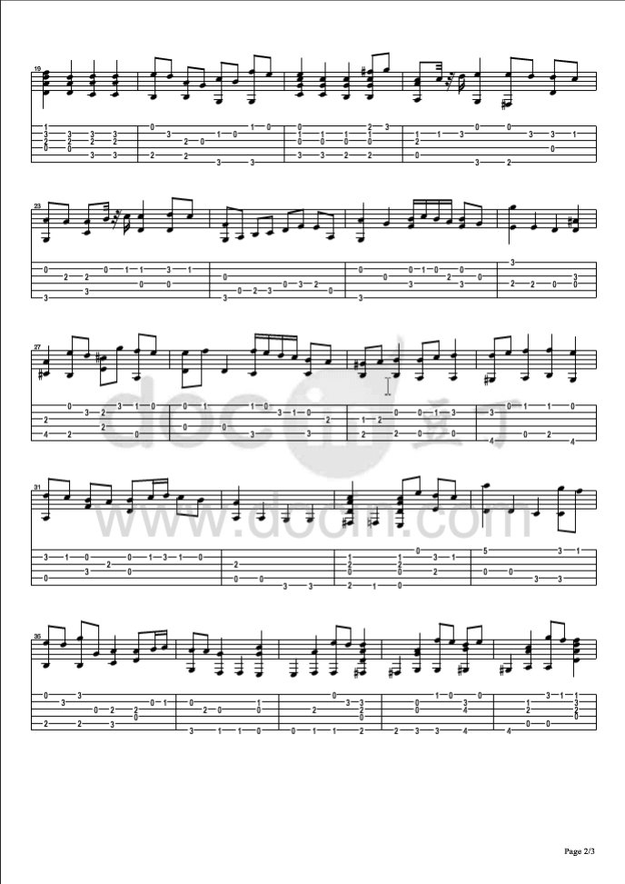 Air On A G String吉他指弹谱 六线谱-Bach1