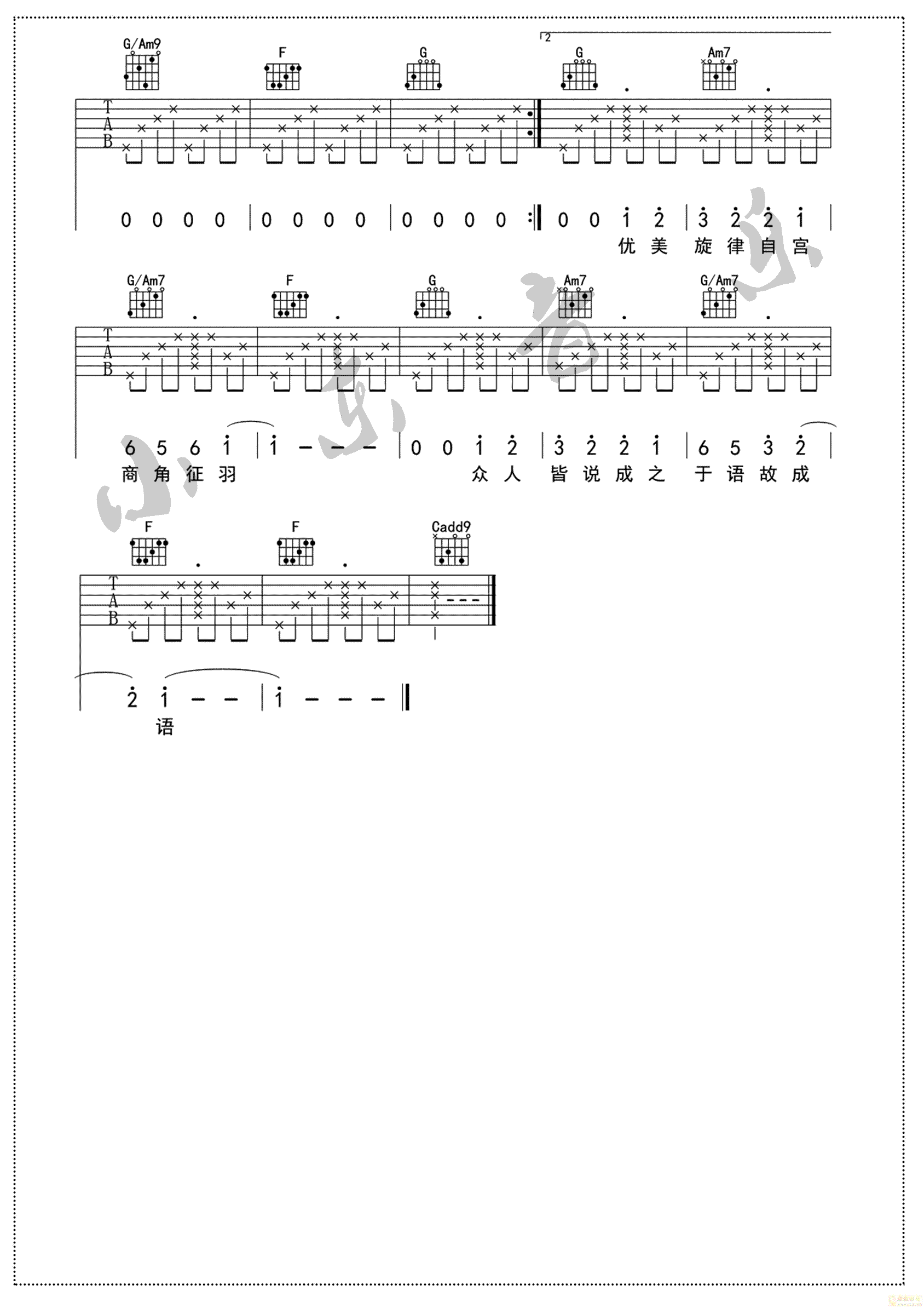 陈珂宇《生僻字》C调原版编配弹唱吉他六线谱-抖音热曲1