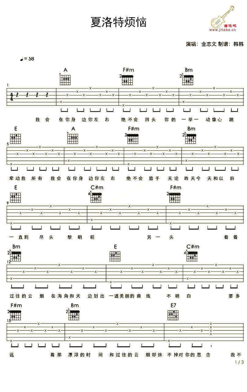 《夏洛特烦恼》吉他谱1