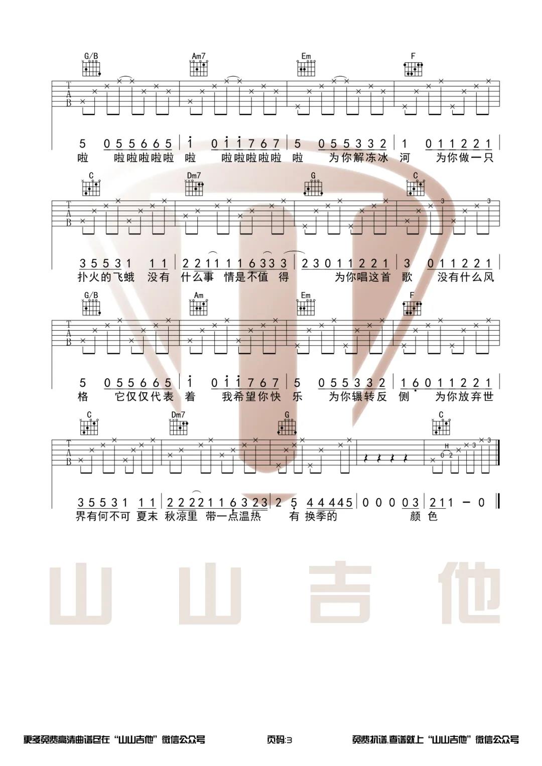 有何不可吉他谱_许嵩_C调六线谱_吉他弹唱演示1
