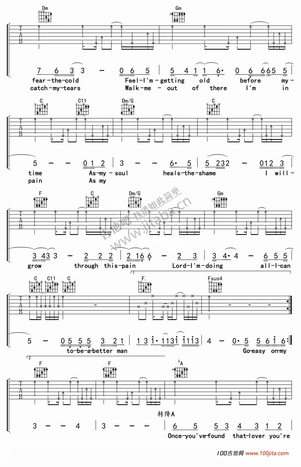 Better man吉他谱_Robbie Williams_吉他伴奏弹唱谱1