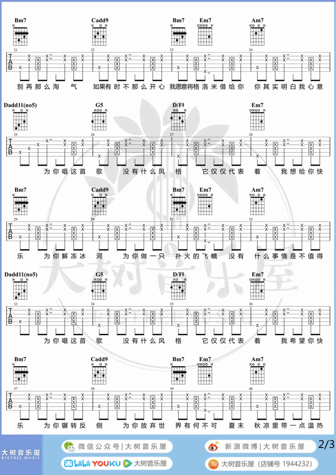 《有何不可》吉他谱-许嵩-G调原版六线谱-吉他弹唱教学1
