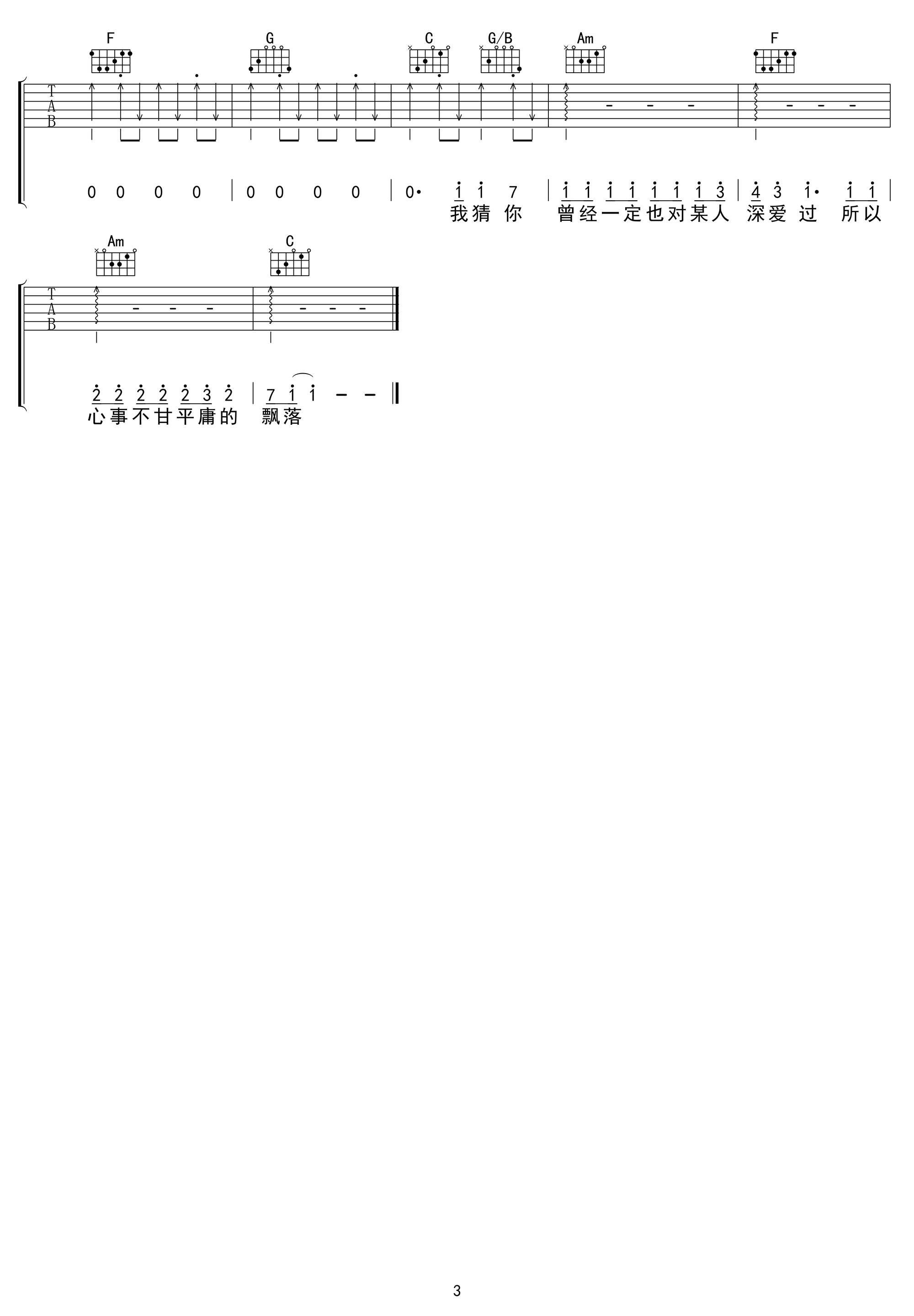 是红吉他谱_花粥_C调弹唱谱_高清图片谱3