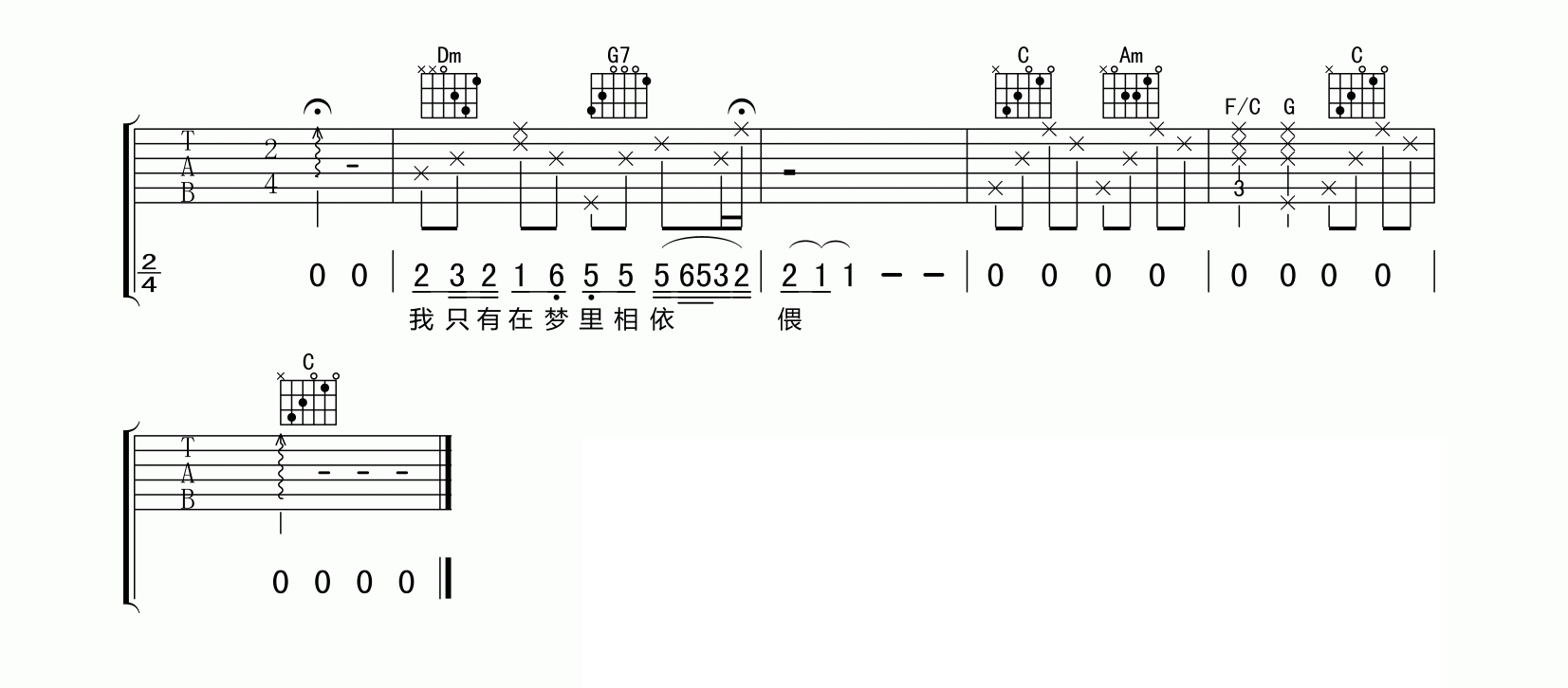 往事只能回味吉他谱_好妹妹乐队_C调原版编配_吉他弹唱六线谱3