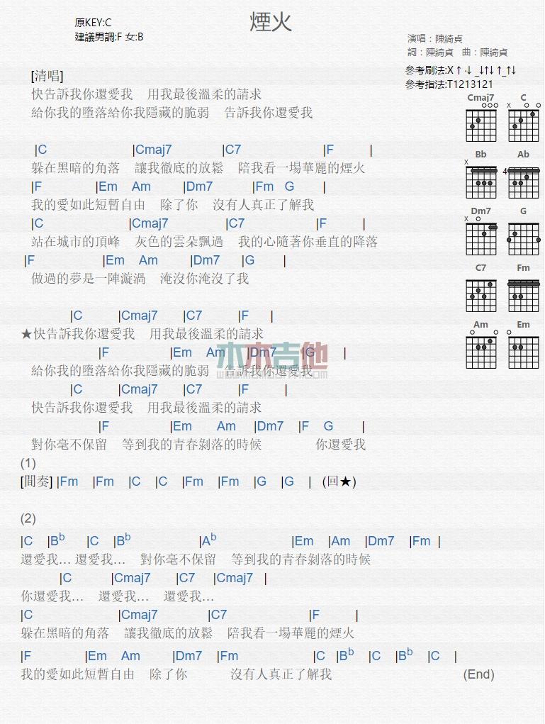 烟火_吉他谱_陈绮贞1