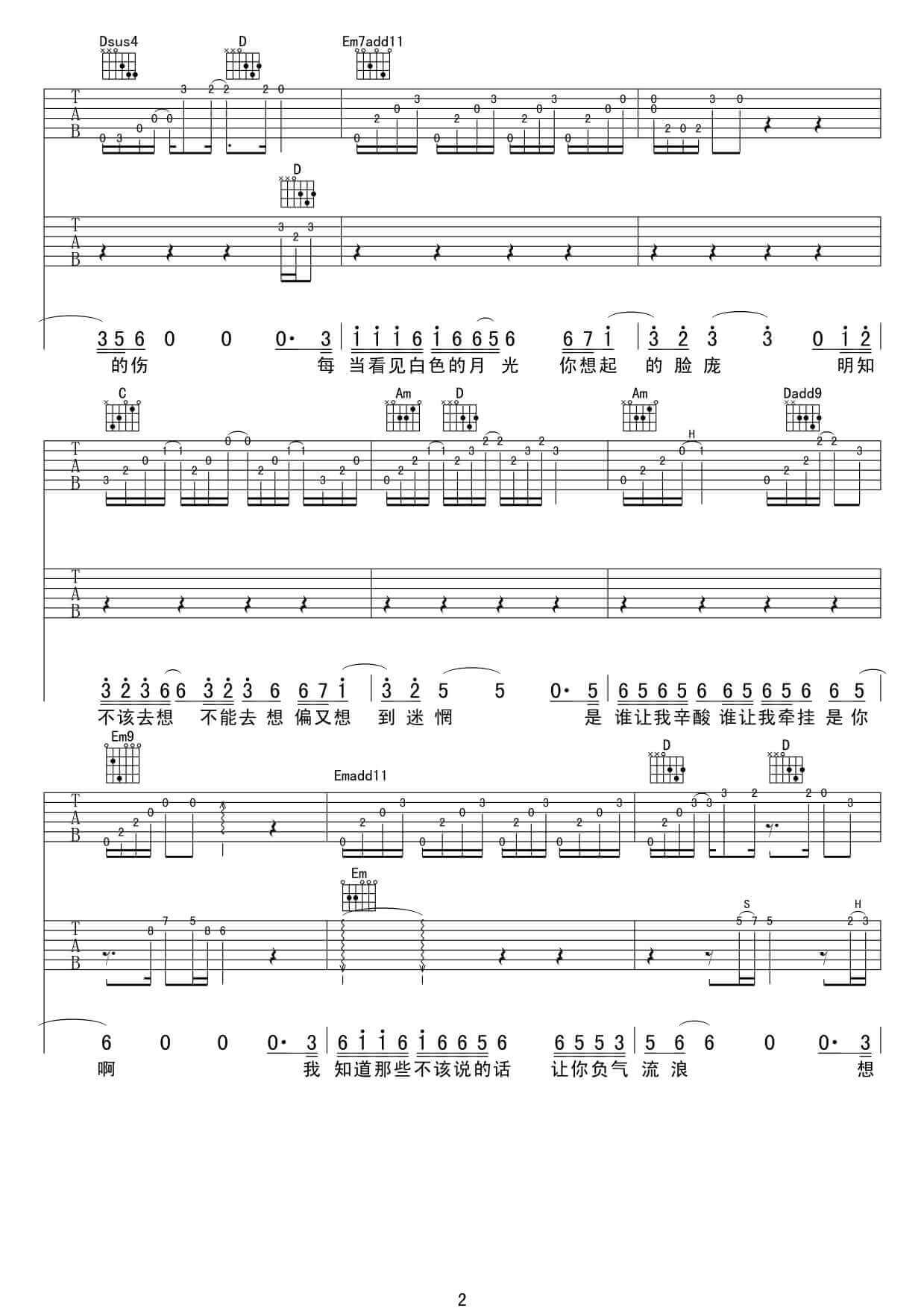信仰吉他谱 G调高清版-张信哲1