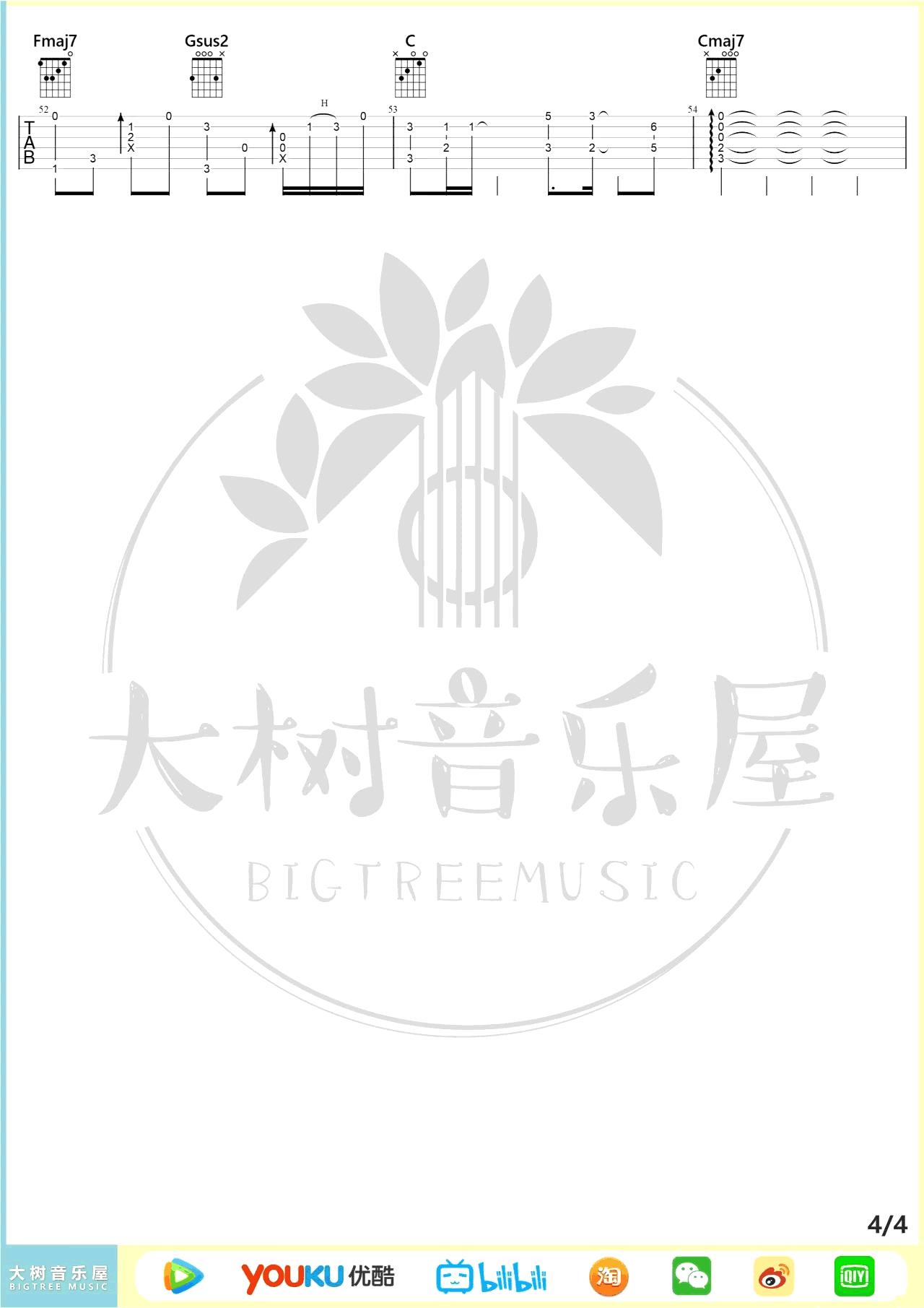 Summer指弹谱_《菊次郎的夏天》主题曲_吉他指弹教学5