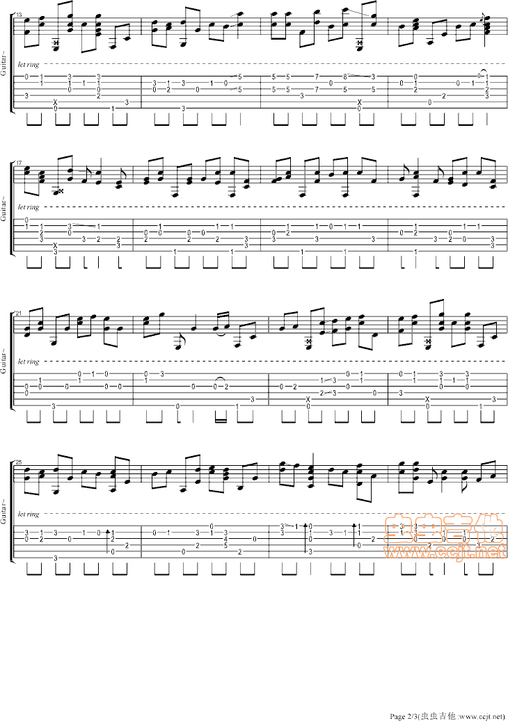 新闻联播结尾曲|吉他谱|图片谱|高清|综艺1