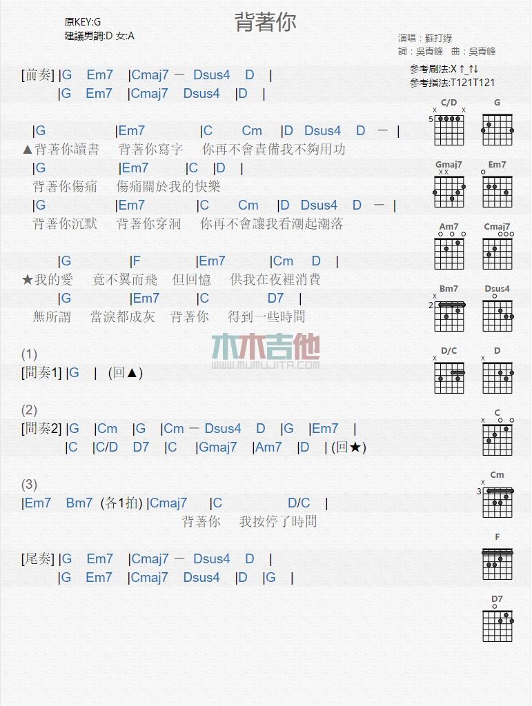 背着你_吉他谱_苏打绿1