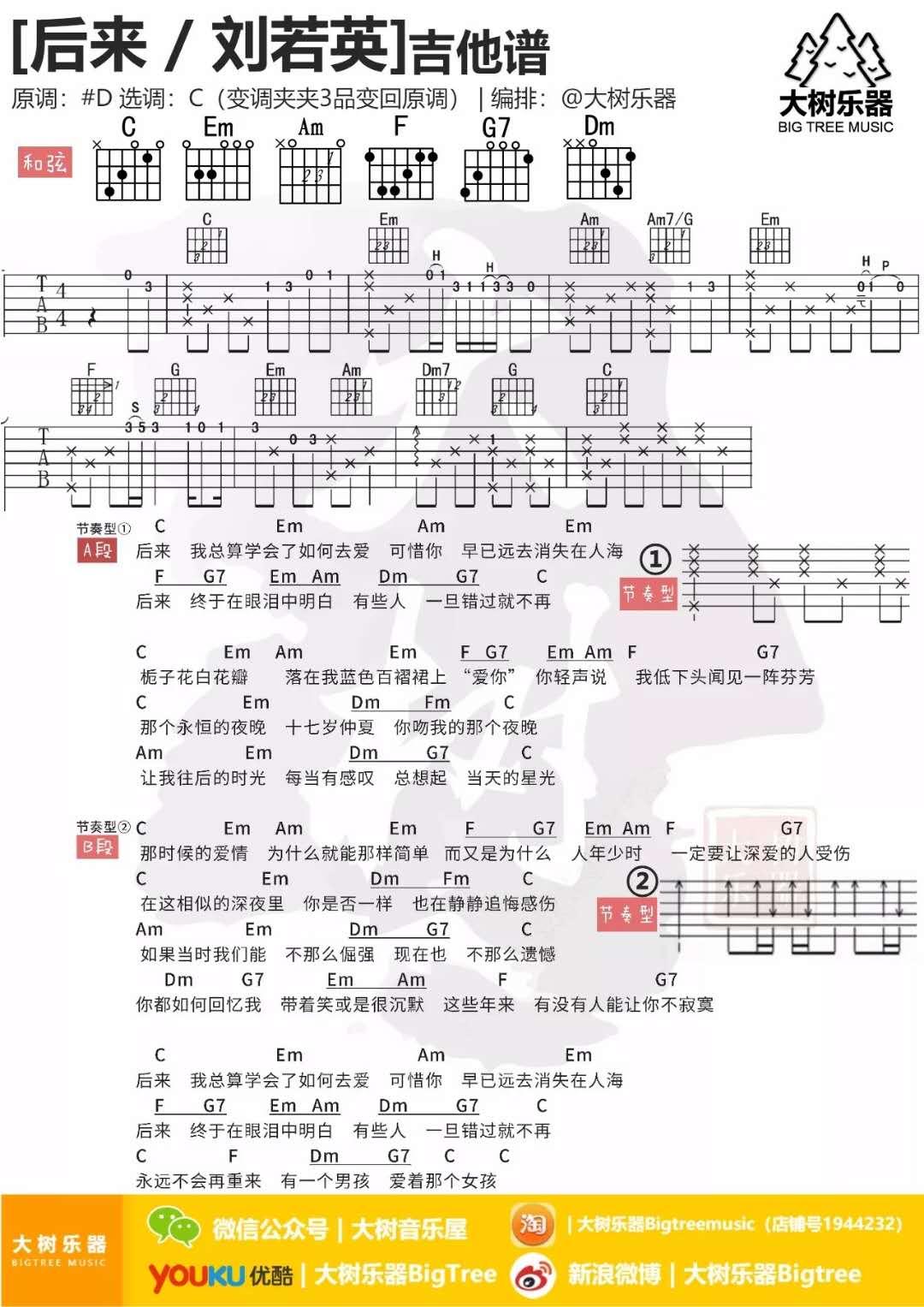 后来_C调吉他谱_刘若英1