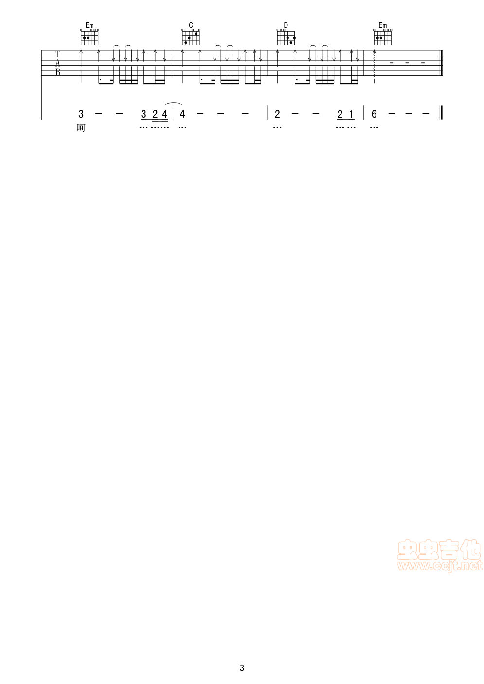有没有人告诉你|新手版|吉他谱|图片谱|高清|陈楚生1