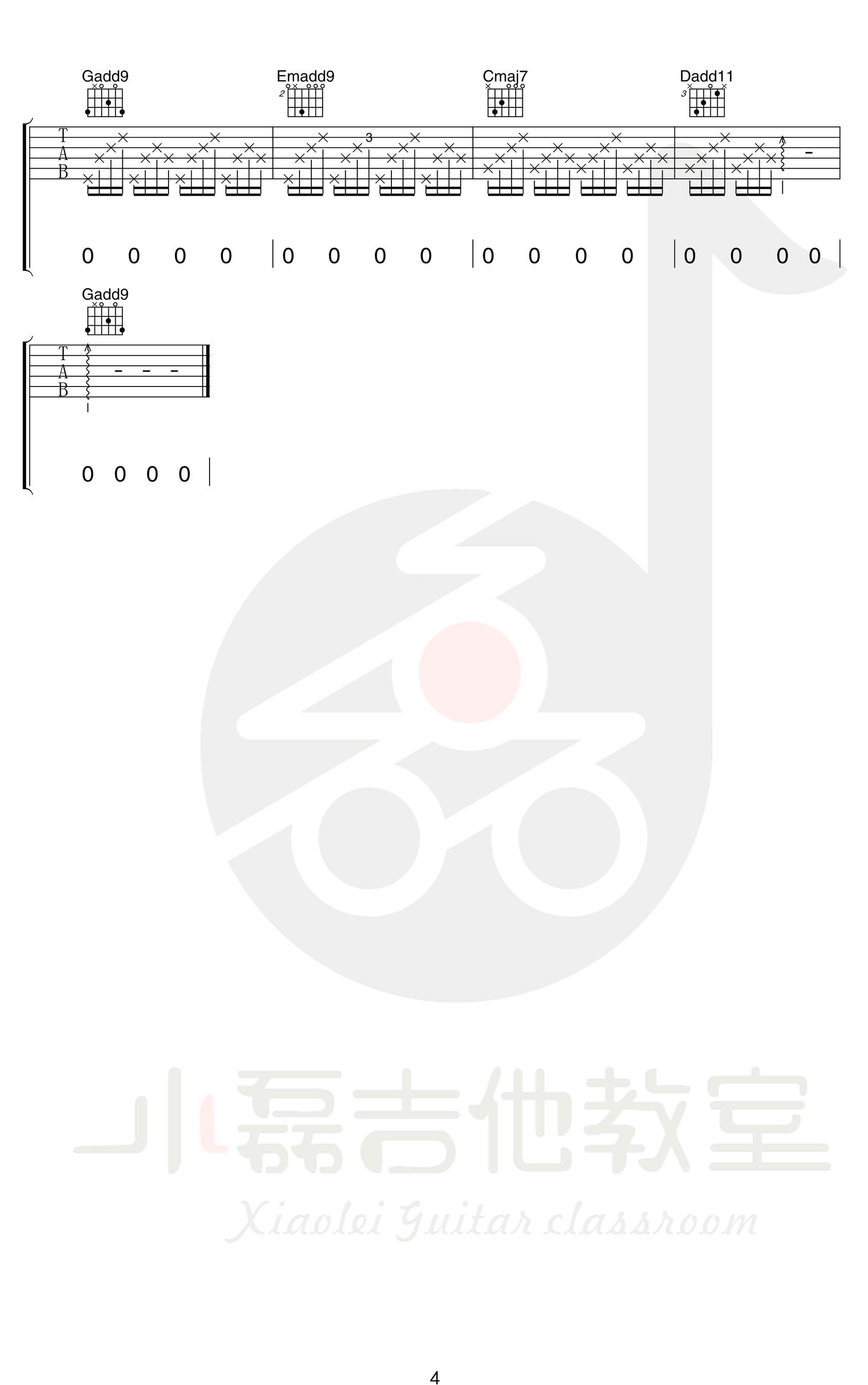 凌晨三点吉他谱 G调原版 陈硕子《凌晨三点》吉他教学视频4