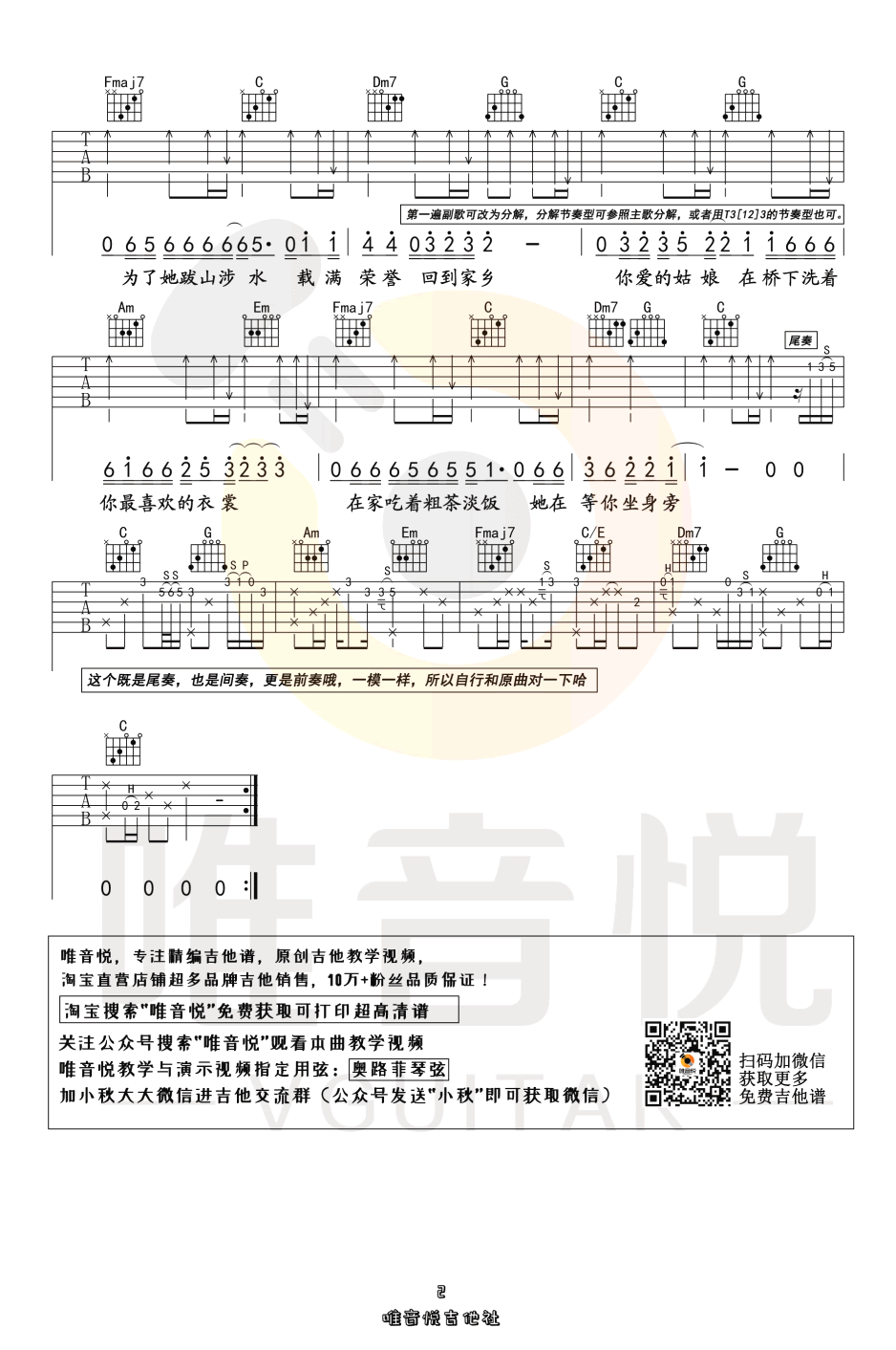 你的姑娘吉他谱-隔壁老樊-带原版前奏-吉他弹唱教学1