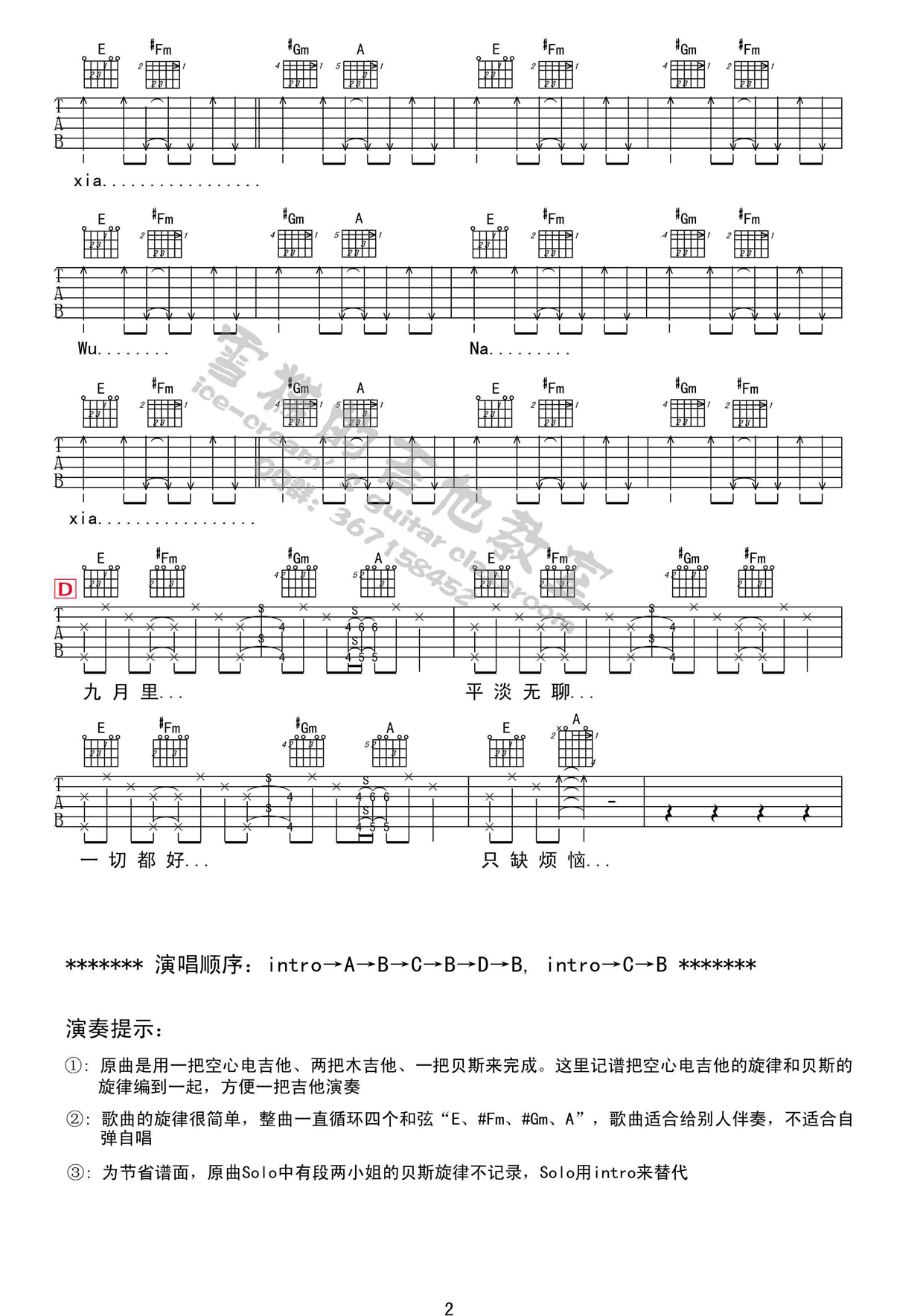 浮躁吉他谱 E调六线谱-附前奏-王菲1