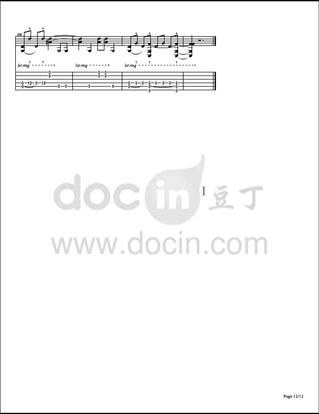 irony指弹谱 D调六线谱_豆丁网编配_郑成河12