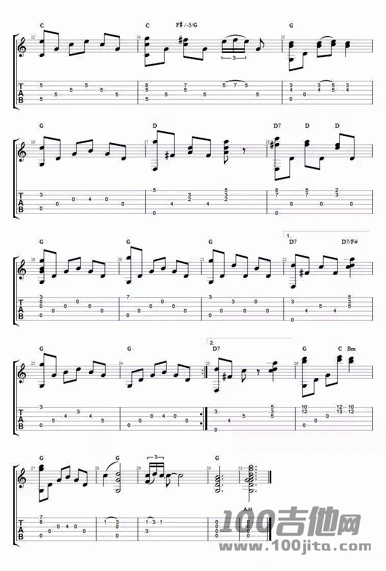 Silent Night吉他谱_《平安夜》独奏谱指弹谱2