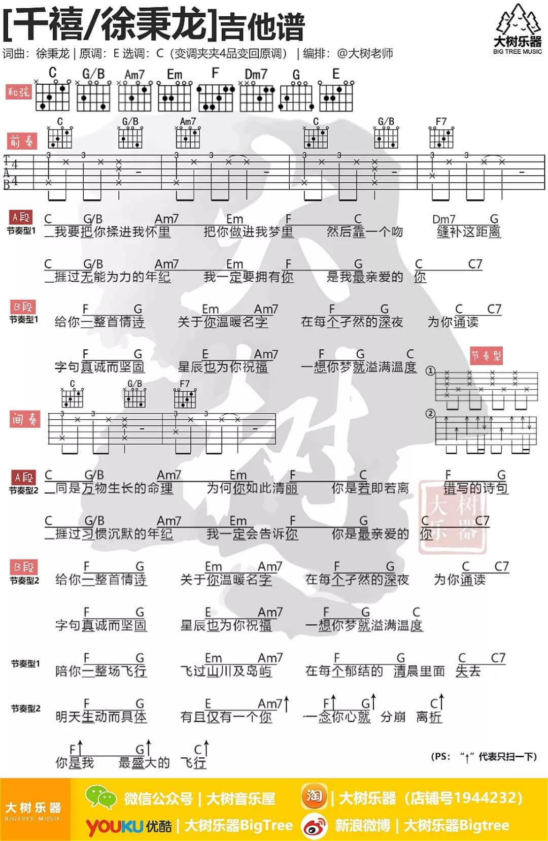 千禧吉他谱 C调和弦谱-徐秉龙1