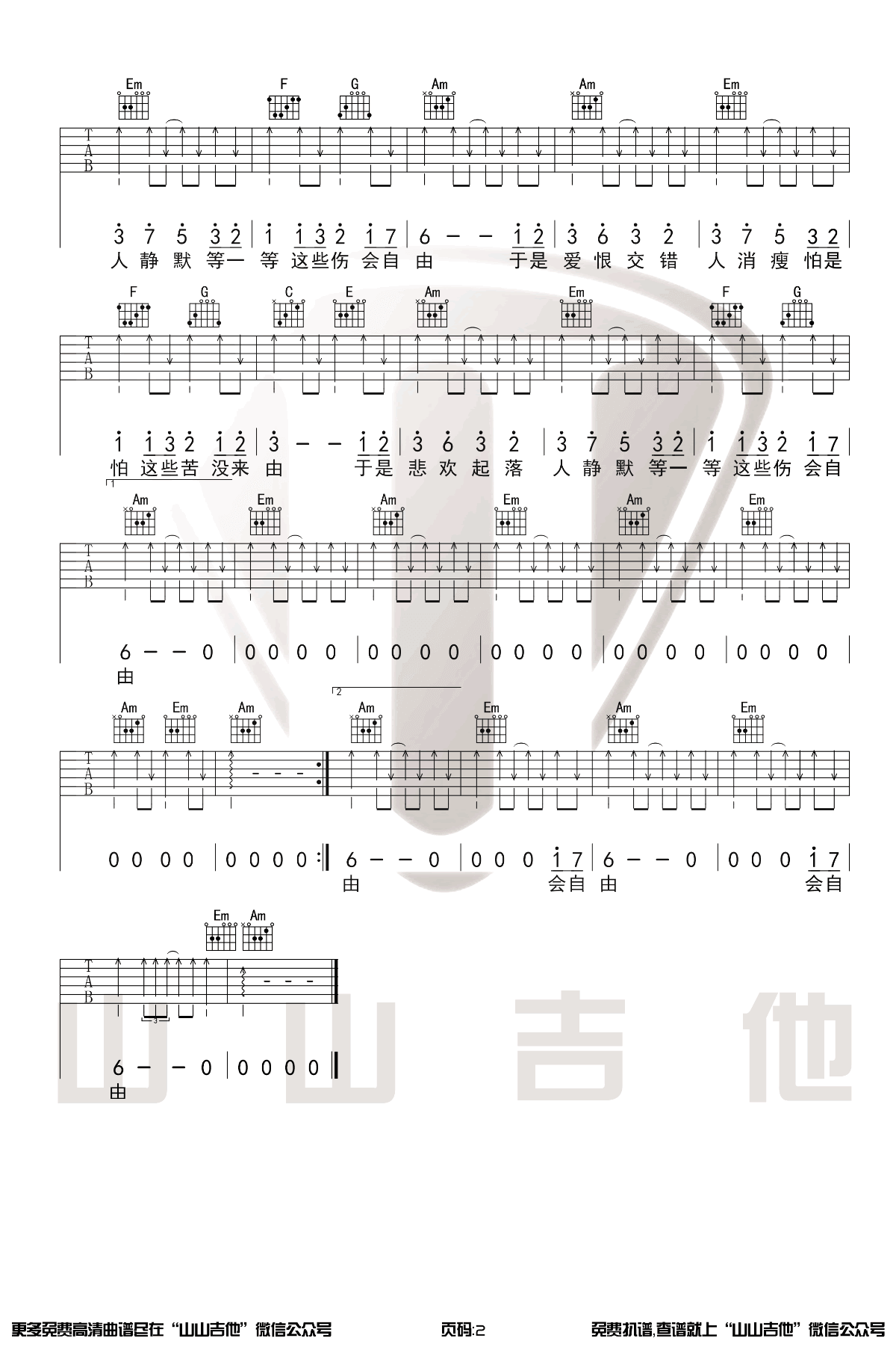 口是心非吉他谱-张雨生-C调弹唱谱-吉他弹唱演示1