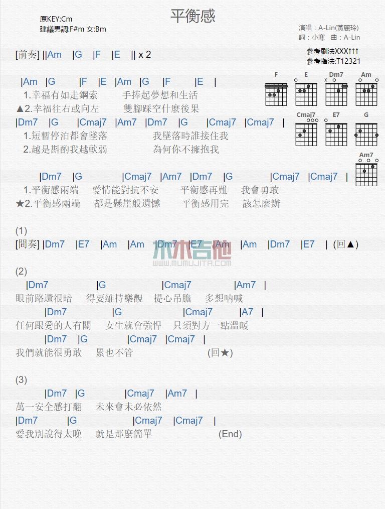 平衡感_吉他谱_黄丽玲1