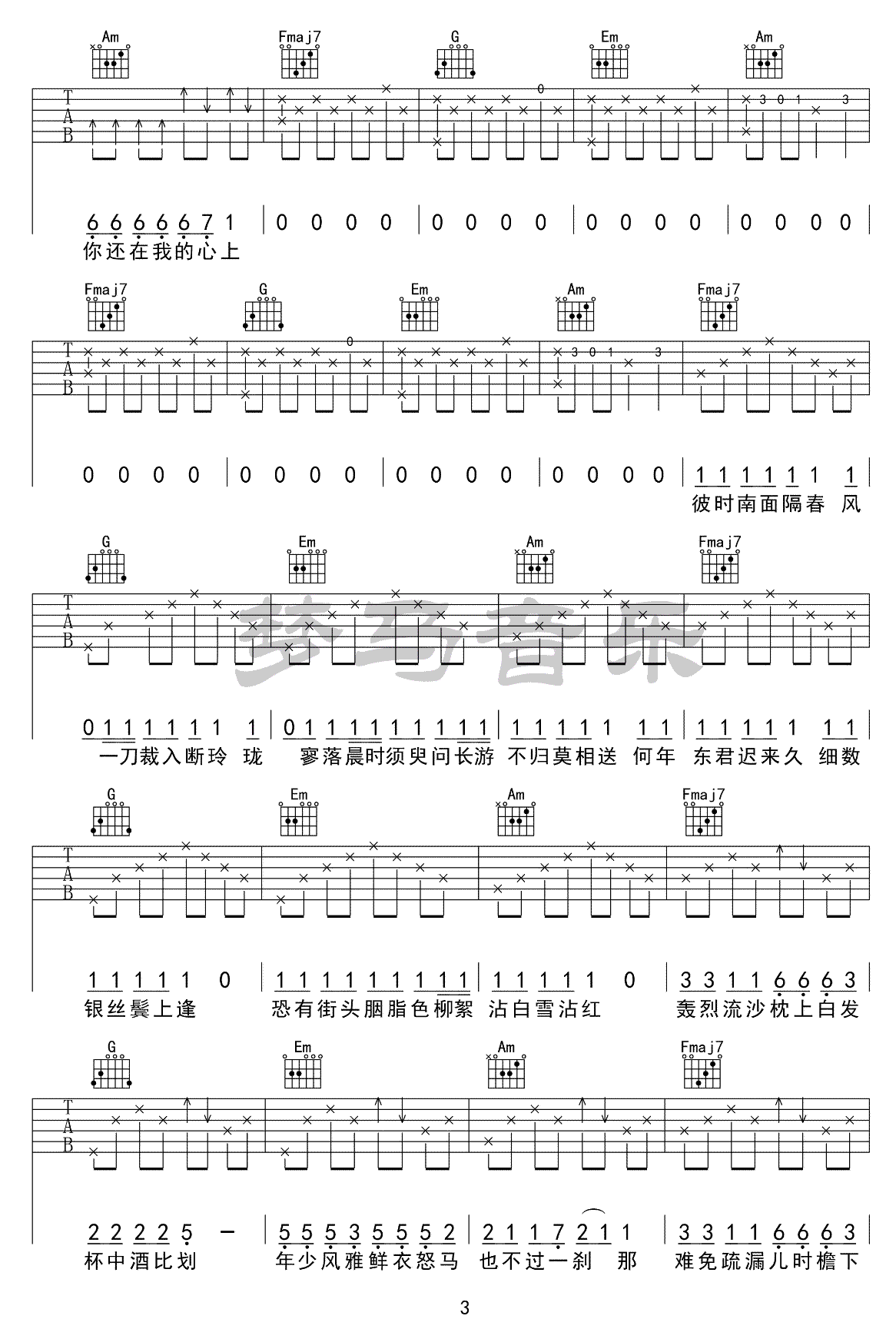《红昭愿》吉他谱-音阙诗听-C调原版弹唱六线谱-高清图片谱1