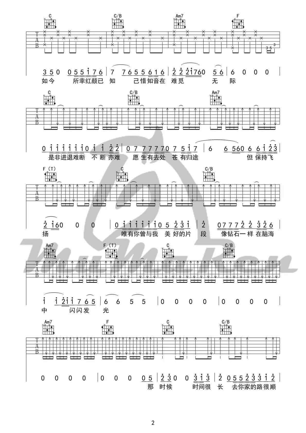 闪光的回忆吉他谱 C调-逃跑计划1