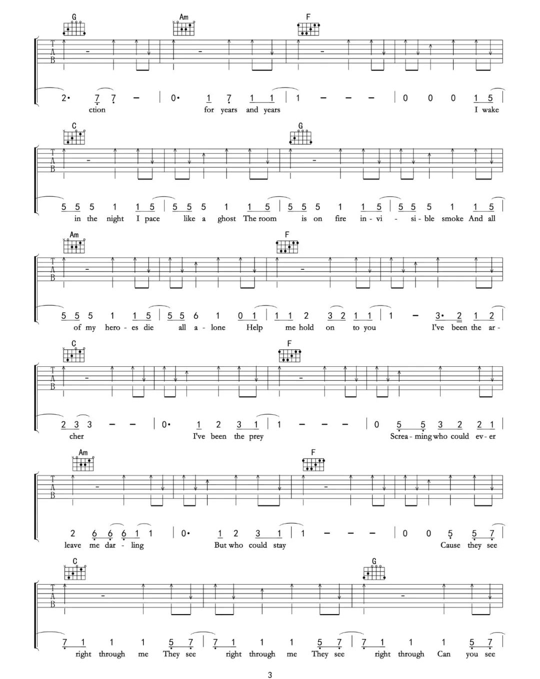 《The Archer》吉他谱-Taylor Swift-C调扫弦版弹唱六线谱1
