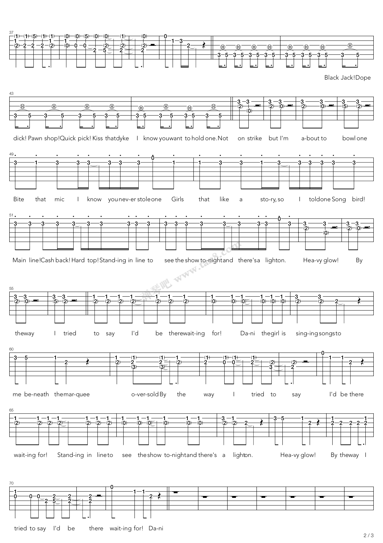 by the way吉他谱 C调高清版_弹琴吧编配_Red Hot Chili Peppers2