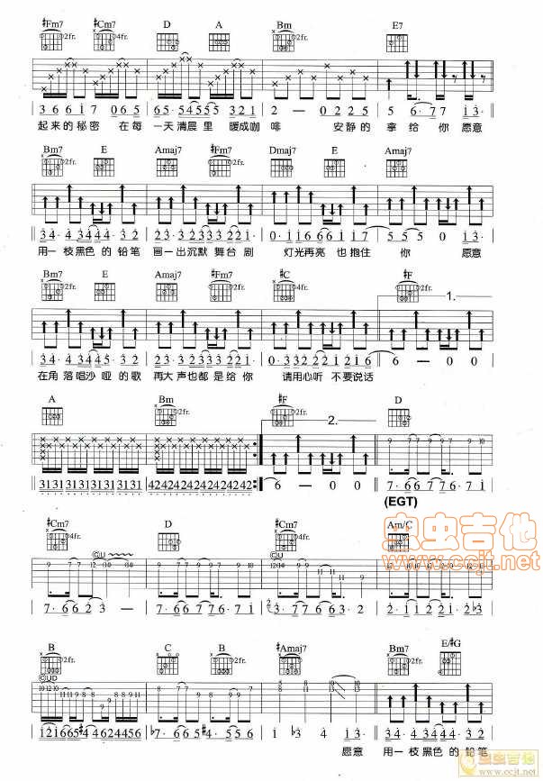 不要说话|吉他谱|图片谱|高清|陈奕迅1