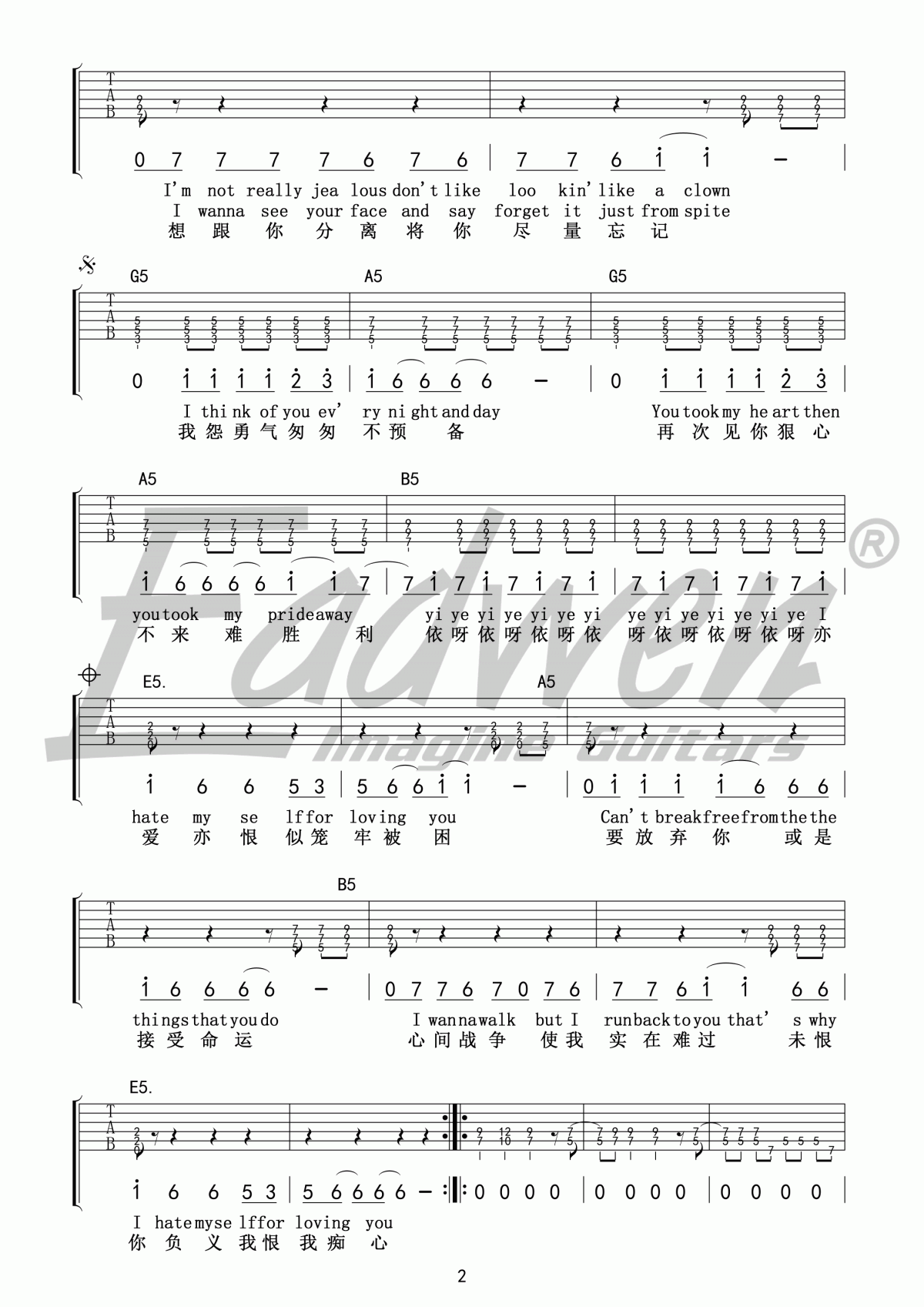 I Hate Myself For Loving You_G调吉他谱_Joan Jett2