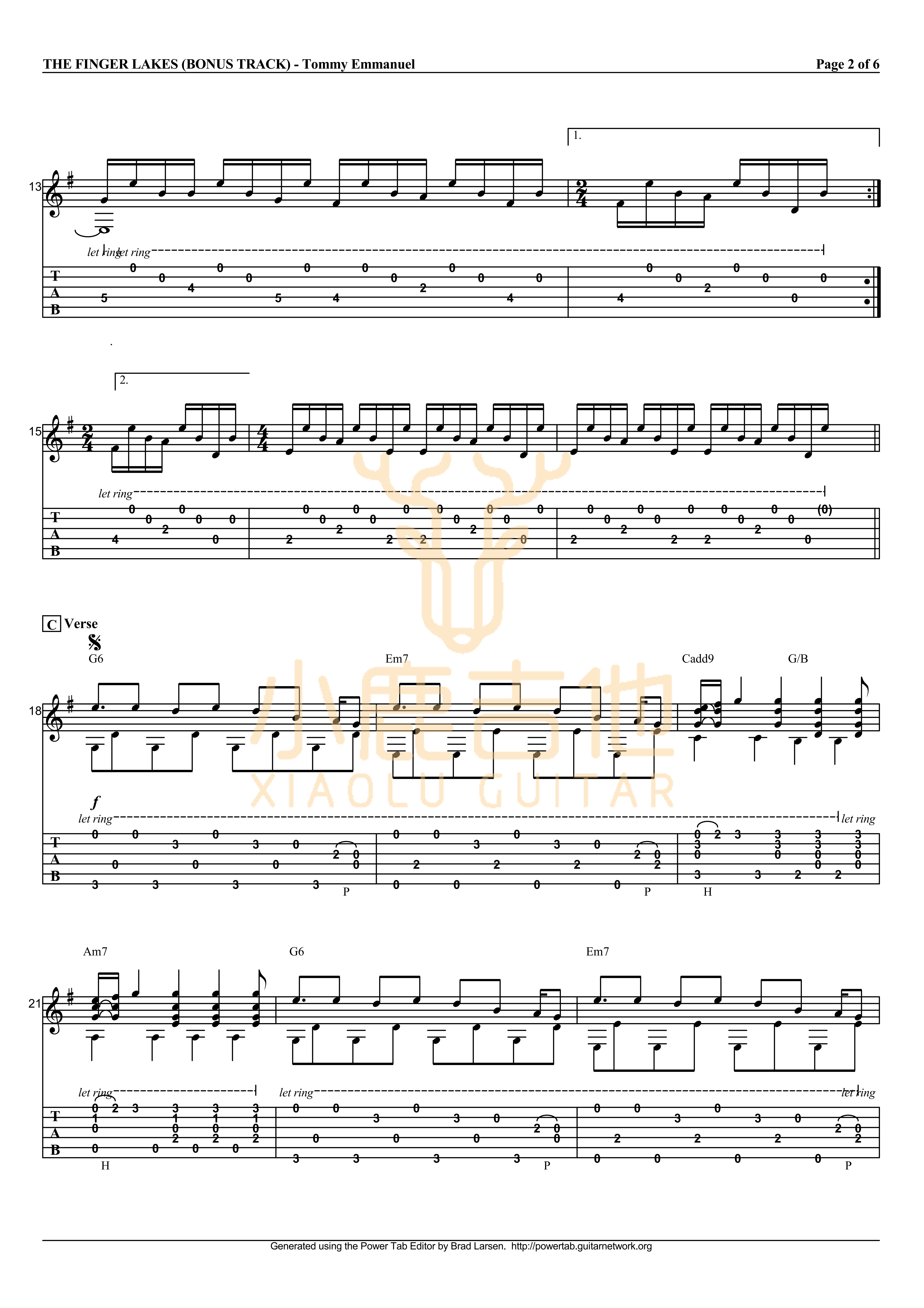The Finger Lakes-Tommy Emmanuel指弹吉他谱（小鹿吉他）2