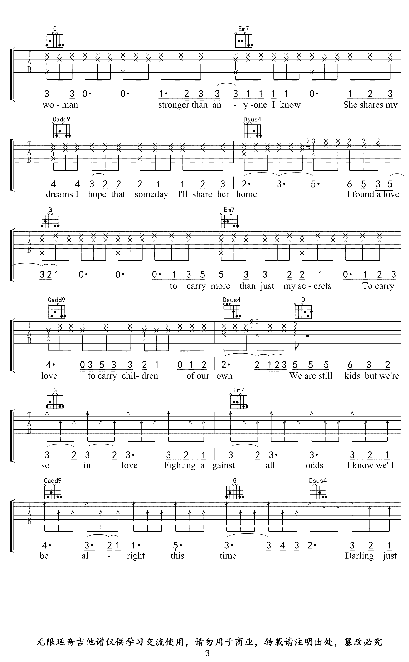 Perfect吉他谱_Ed Sheeran_G调弹唱谱_高清六线谱3