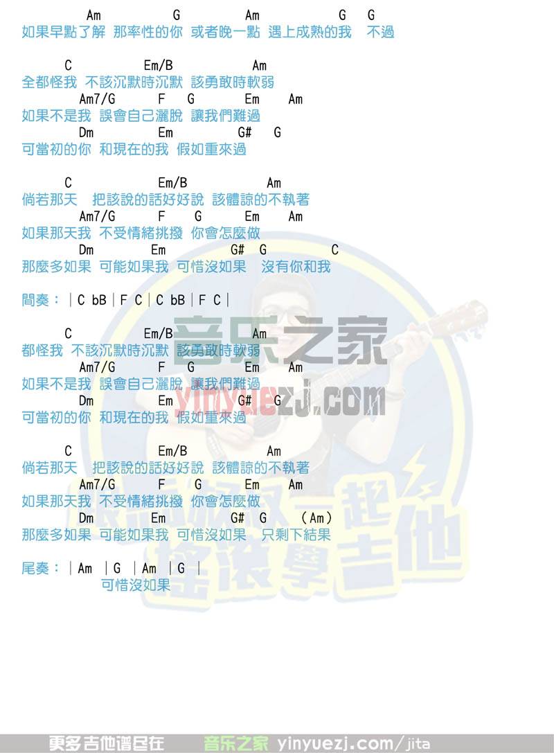 可惜没有如果_吉他谱_林俊杰2
