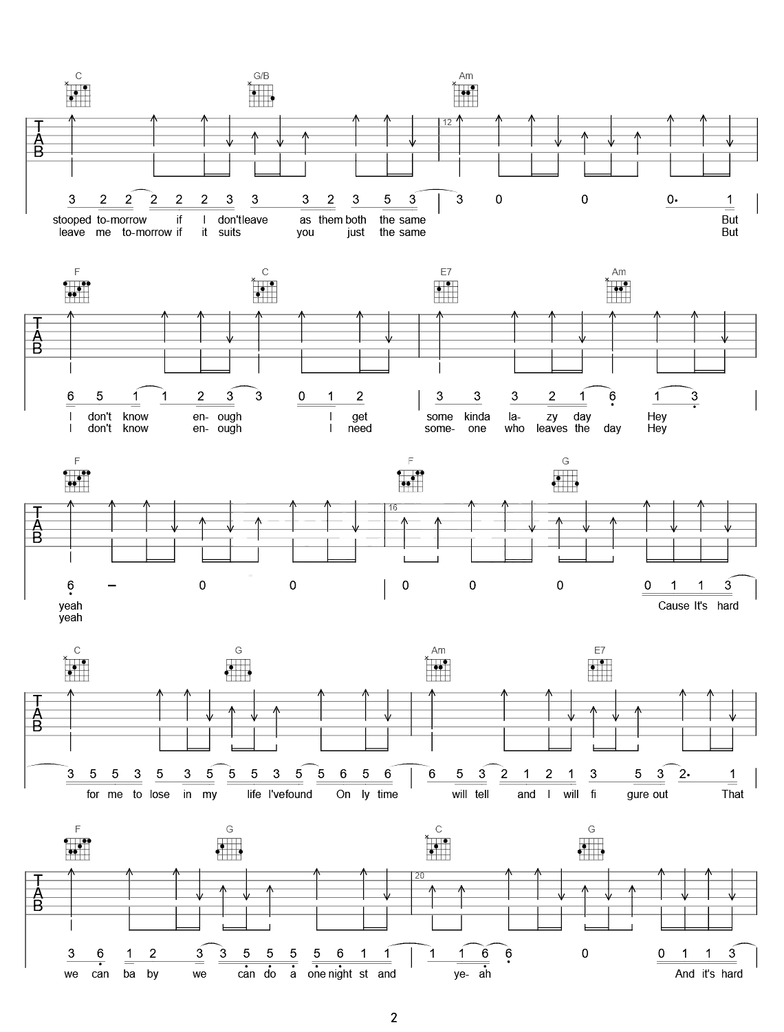 Free Loop吉他谱_Daniel Powter_C调弹唱谱_完整六线谱2
