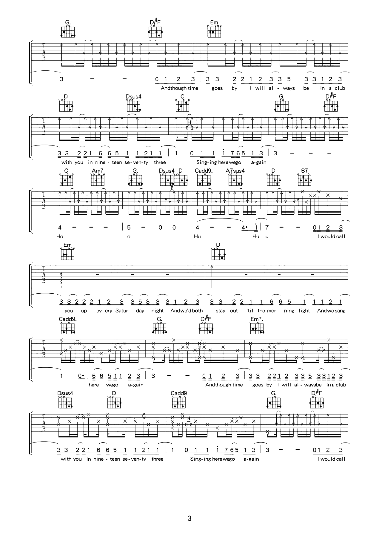 1973吉他谱_James Blunt_G调原版图片谱_吉他弹唱演示1