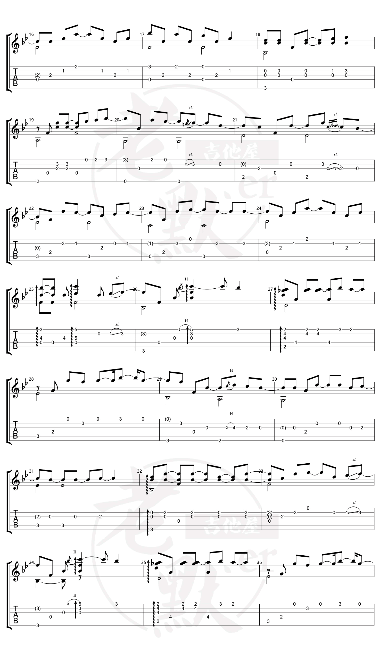 双门洞/惠化洞指弹谱_请回答1988主题曲_吉他指弹教学2
