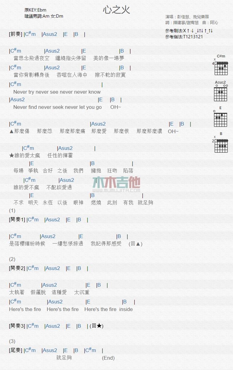 心之火_吉他谱_彭佳慧1