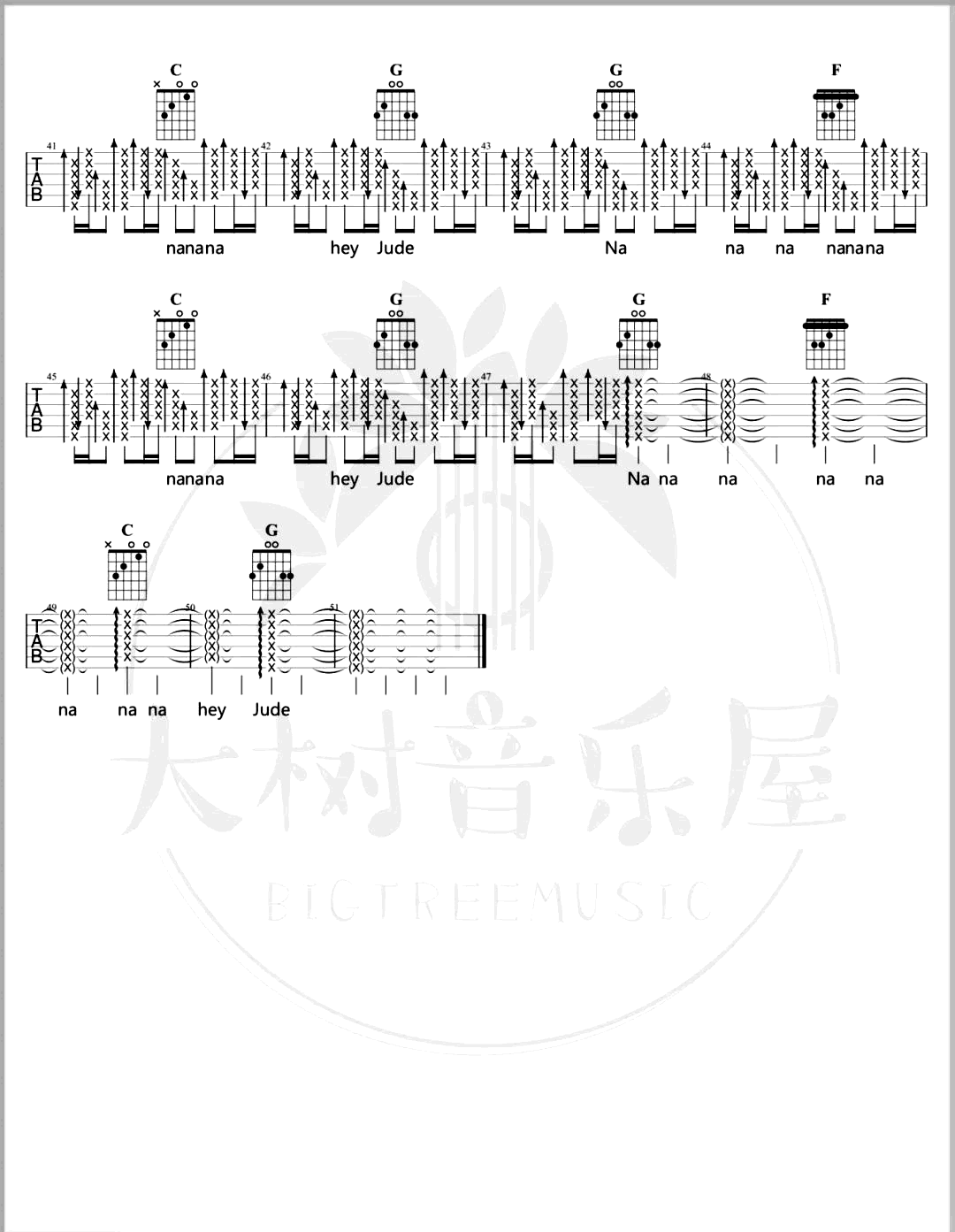 HeyJude吉他谱_G调原版_孙燕姿_吉他演示教学1