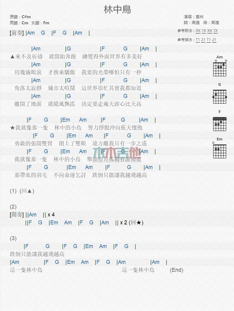 林中鸟_吉他谱_葛林1