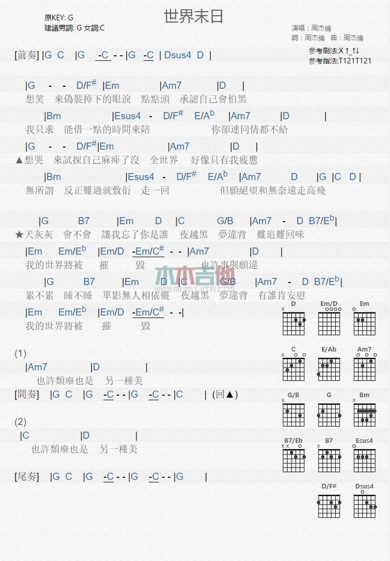 世界末日_吉他谱_周杰伦1