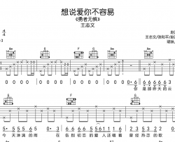 想说爱你不容易吉他谱_王志文_C调六线谱_《勇者无惧》片头曲